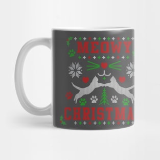 Meowy Christmas Cute Cat Lover Ugly Christmas Sweater Design Mug